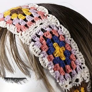 Crocheted Bohemian Stretchy Headband Colorful Hippie Fall Floral